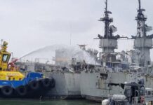 Incendio en fragata Allende deja lesionados en Veracruz